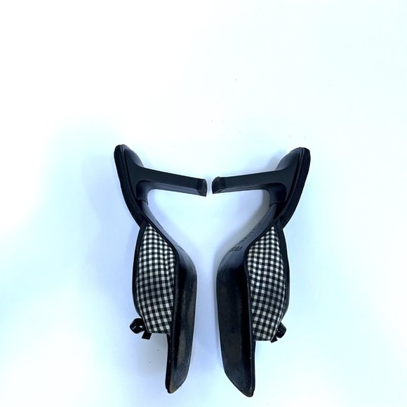 GUESS Square Toe Gingham Heeled Slide Sandals - Picture 3 of 8